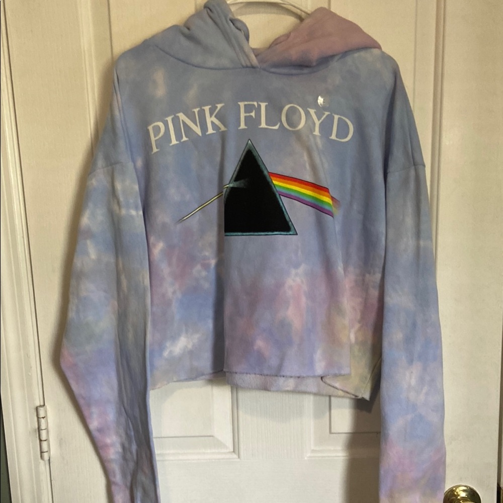Pink Floyd Blue Graphic Crop Hoodie